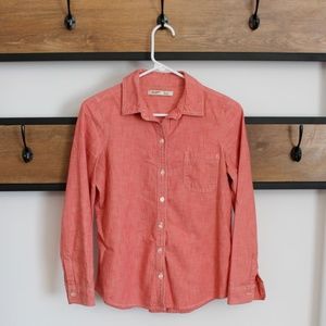 Old Navy Coral Chambray Button Down Blouse XS